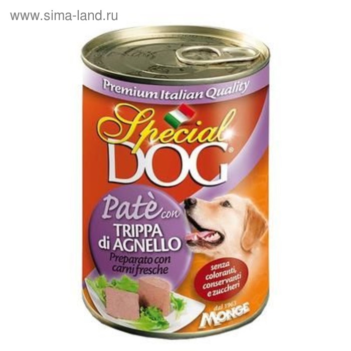 Влажный корм Special Dog для собак, паштет рубец ягненка, ж/б, 400 г - Фото 1