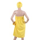Банный комплект женский (юбка+чалма+рукавица), цвет Лимонный - Фото 2