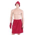Банный комплект мужской (килт+колпак+рукавица), цвет Бордовый - Фото 1