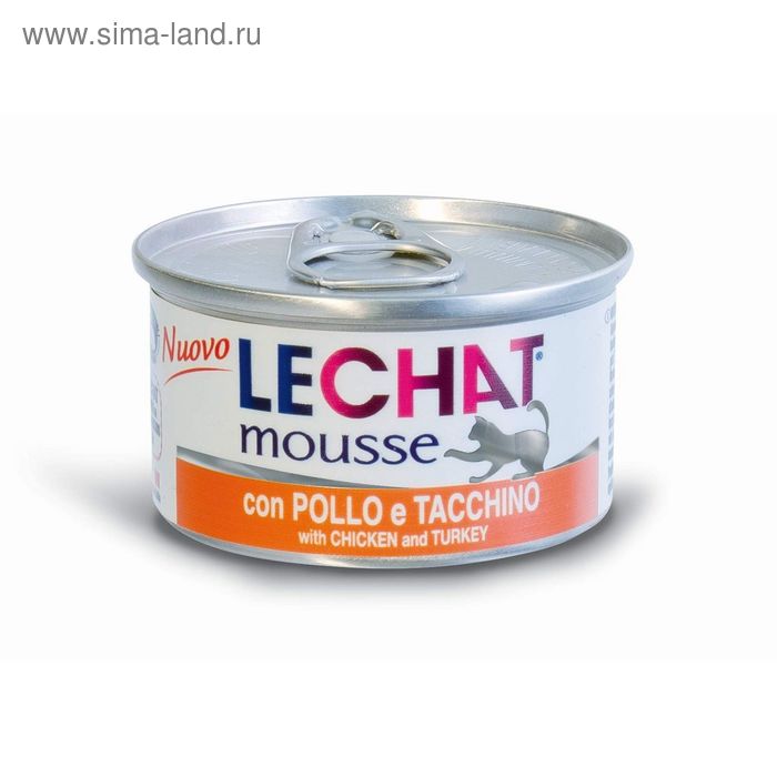 Влажный корм Lechat mousse для кошек, мусс курица/индейка, ж/б, 85 г - Фото 1