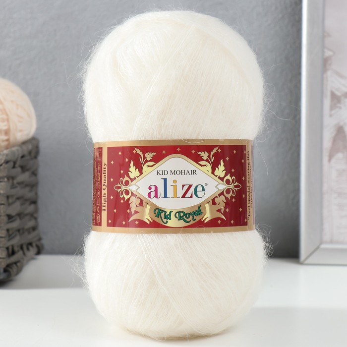 Пряжа "Kid Royal 50" 62% мохер, 38% полиамид 500м/50гр (62 св.-молочный) - Фото 1