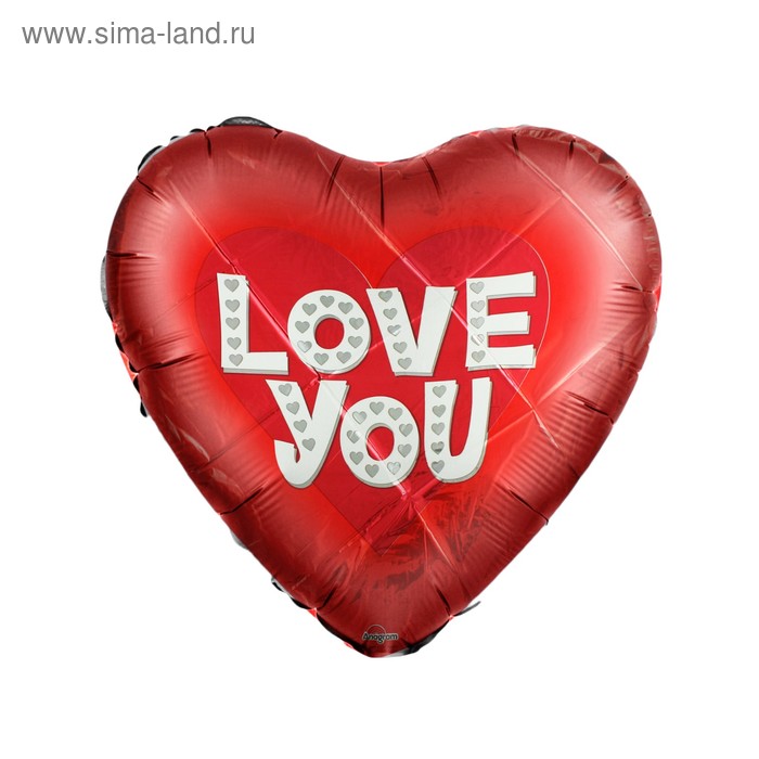 Шар фольгированный 18" I Love You "Сердце", серебристые сердечки - Фото 1