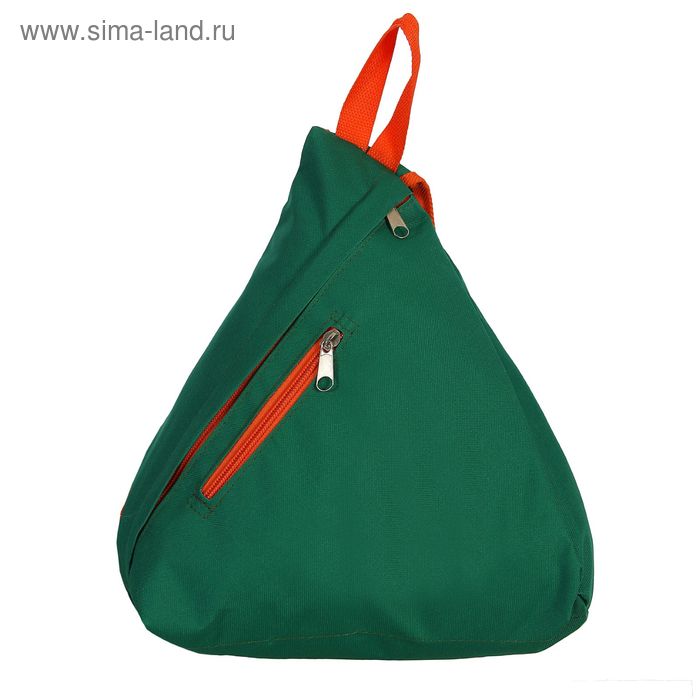 Рюкзак детский на молнии, 1 отдел, 1 наружный карман, зелёный/оранжевый - Фото 1