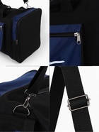 Сумка дорожная на молнии, 3 наружных кармана, длинный ремень, чёрная, синяя - Фото 4