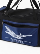 Сумка дорожная на молнии, 3 наружных кармана, длинный ремень, чёрная, синяя - фото 60766909