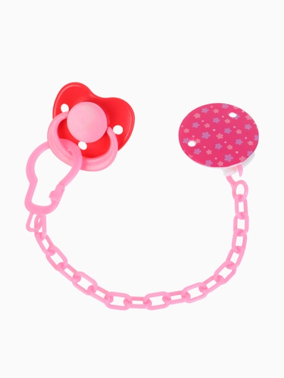 Соска - пустышка латексная ортодонтическая «Мур-мур», от 0 мес., с держателем, розовая