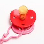 Соска - пустышка латексная ортодонтическая «Мур-мур», от 0 мес., с держателем, розовая - Фото 5