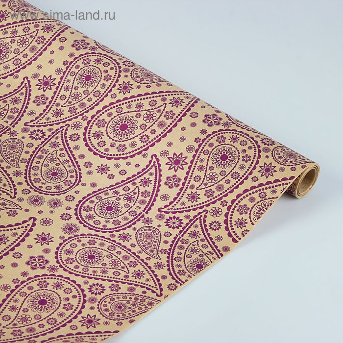 Бумага упаковочная крафт "Веселые огурцы", ламинированная, фиолетовая 0,7 x 10 м - Фото 1