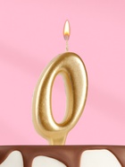 Свеча для торта «Цифра 0», золотая, 5.5 см - Фото 2