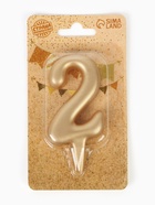 Свеча для торта «Цифра 2», золотая, 5.5 см 1623641