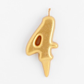 Свеча для торта «Цифра 4», золотая, 5.5 см (комплект 4 шт)