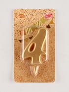 Свеча для торта «Цифра 4», золотая, 5.5 см - Фото 5