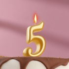 Свеча для торта цифра "Овал" золотая "5", большая, 5,5 см - фото 3630059