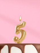 Свеча для торта «Цифра 5», золотая, 5.5 см - Фото 2