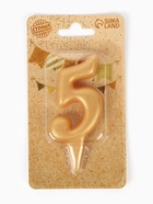 Свеча для торта «Цифра 5», золотая, 5.5 см - Фото 6