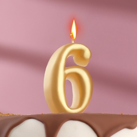 Свеча для торта «Цифра 6», золотая, 5.5 см (комплект 4 шт)