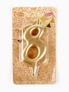 Свеча для торта цифра «Овал» золотая 8, большая, 5.5 см - Фото 4