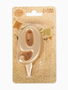 Свеча для торта цифра «Овал» золотая 9, большая, 5.5 см - Фото 2