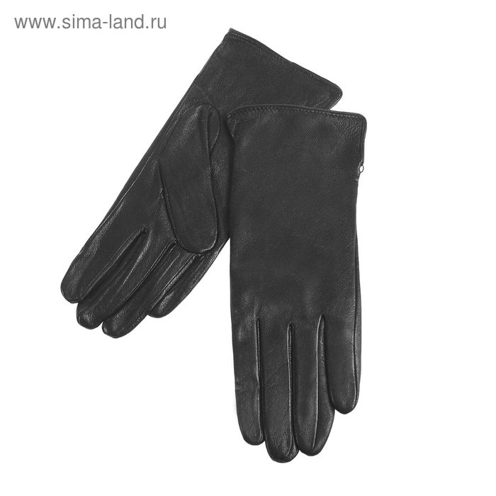 Перчатки женские, комбинированные, матовые, размер 7, чёрные - Фото 1