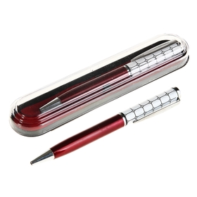 Ручка подарочная, шариковая 'Мозаика' в пластиковом футляре, поворотная, бордово-белая