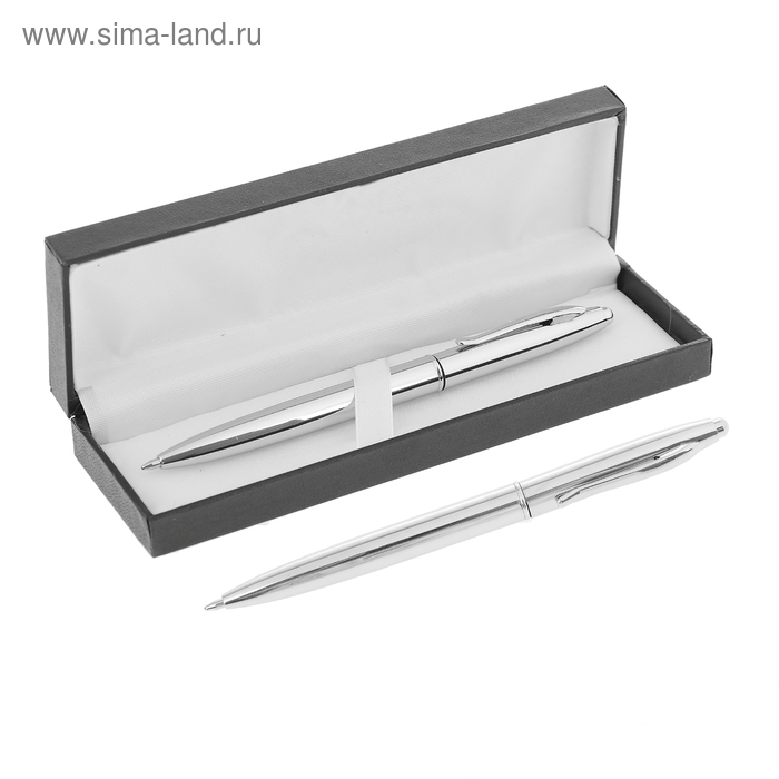 Ручка подарочная, шариковая, автоматическая «Джокер», в кожзам футляре, серебристый - Фото 1