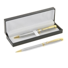 Ручка шариковая, подарочная, в кожзам футляре, поворотная, «Файт», серебристый/золотой - Фото 2