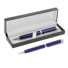 Ручка подарочная, шариковая "Эспрессо" в кожзам футляре, поворотная, синяя, с серебром - фото 9184207