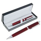 Ручка подарочная, шариковая "Эспрессо" в кожзам футляре, поворотная, бордовый/серебристый - фото 290269565