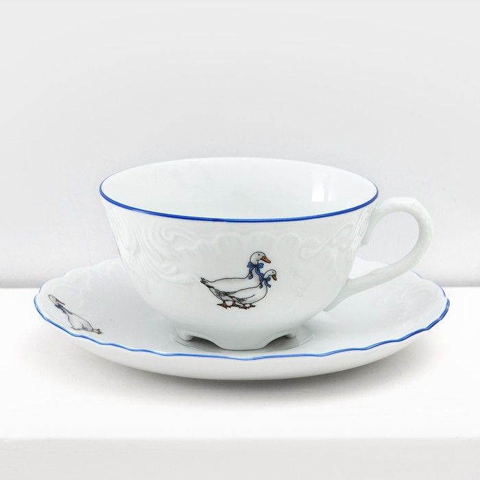Чайный сервиз на 6 персон «Рококо. Гуси», 12 предметов: чашка 220 мл, блюдце d=15,5 см - фото 1909756357