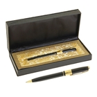 Ручка подарочная, шариковая "Босс" в кожзам футляре, поворотная, чёрная с золотом - фото 8347900