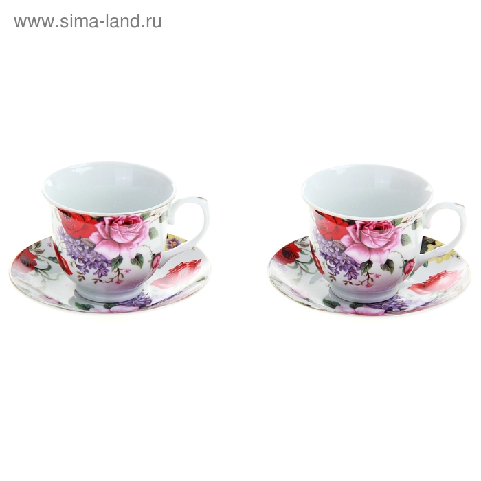 Сервиз чайный "Страстная роза", 4 предмета: 2 чашки 250 мл, 2 блюдца - Фото 1