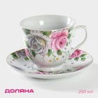 Чайная пара керамическая Доляна «Томная роза», 2 предмета: чашка 250 мл, блюдце d=14 см - фото 317810588