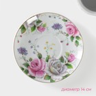 Чайная пара Доляна «Томная роза», 2 предмета: чашка 250 мл, блюдце d=14 см, керамика, белая - Фото 3