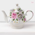 Сервиз керамический чайный на металлической подставке Доляна «Томная роза», 13 предметов: 6 чашек 230 мл, 6 блюдец d=14,2 см, чайник 1 л, цвет белый - Фото 2