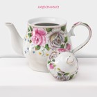 Сервиз керамический чайный на металлической подставке Доляна «Томная роза», 13 предметов: 6 чашек 230 мл, 6 блюдец d=14,2 см, чайник 1 л, цвет белый - Фото 3