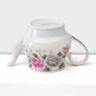 Сервиз керамический чайный на металлической подставке Доляна «Томная роза», 13 предметов: 6 чашек 230 мл, 6 блюдец d=14,2 см, чайник 1 л, цвет белый - фото 4178514