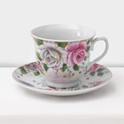 Сервиз керамический чайный на металлической подставке Доляна «Томная роза», 13 предметов: 6 чашек 230 мл, 6 блюдец d=14,2 см, чайник 1 л, цвет белый - Фото 6