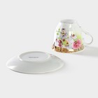 Чайная пара керамическая Доляна «Садовый дворик», 2 предмета: чашка 200 мл, блюдце d=14,1 см, цвет разноцветный - фото 4178528
