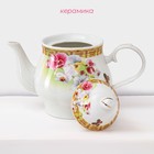 Набор чайный керамический на металлической подставке Доляна «Садовый дворик», 13 предметов: 6 чашек 200 мл, 6 блюдец d=14.1 см, чайник 1 л ㅤ - Фото 3