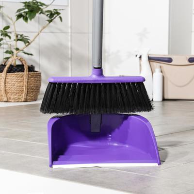 Щётка для пола с совком «Ленивка. Люкс», фиолетовая