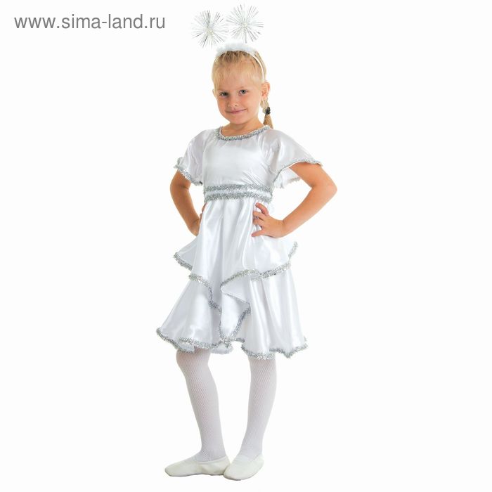 Карнавальный костюм "Снежинка белая", платье, ободок, р-р 60, рост 116 см - Фото 1