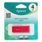 Флешка Apacer AH334, 4 Гб, USB2.0, чт до 25 Мб/с, зап до 15 Мб/с, розовая - Фото 3