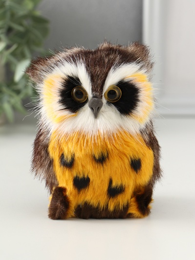 Фигурка-пушистик «Сова на ветке», 7.5×8×11 см
