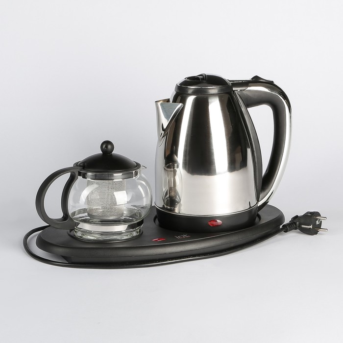 Чайник электрический Irit IR-1502, металл, 1.8 л, 1500 Вт, заварник 0.8 л, серебристый - Фото 1