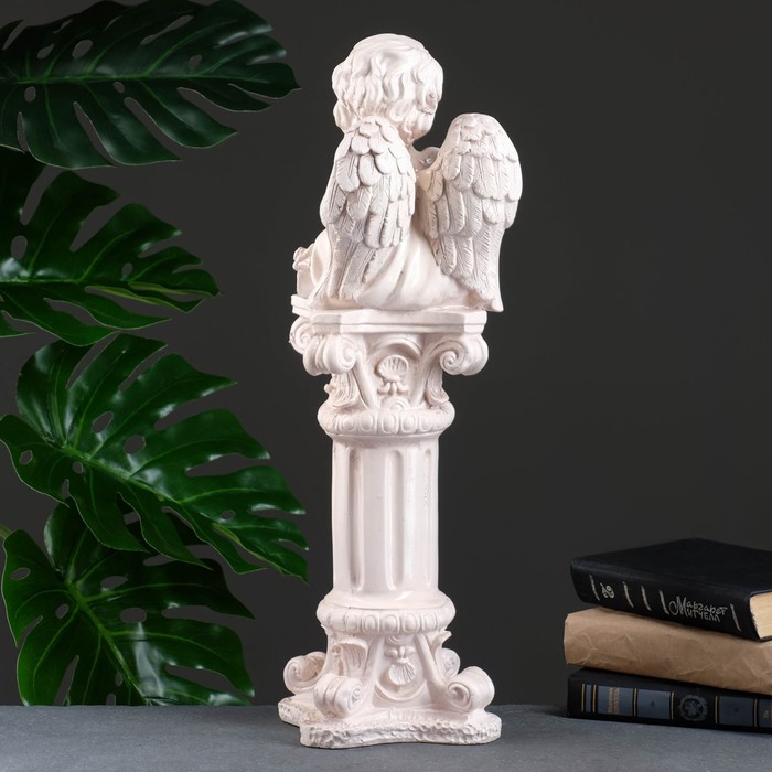 Фигура "Ангел сидя на колонне" состаренный 16х16х51см - фото 1911218928