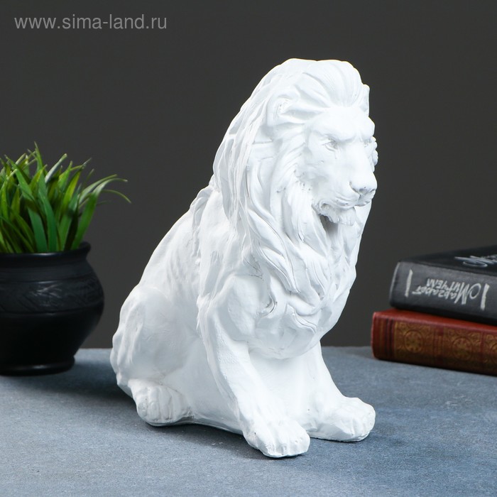 Фигура "Лев сидя малый" белый 26х14х25см - Фото 1