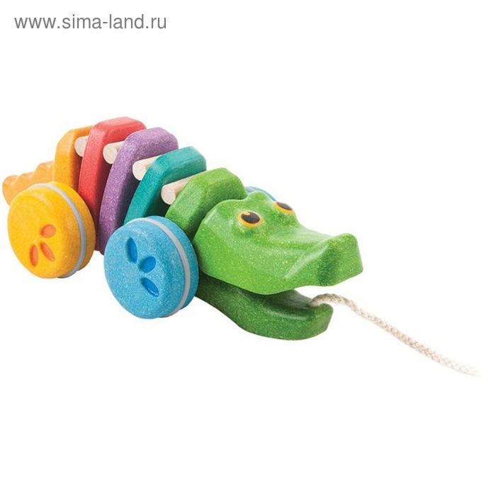 Игрушка-каталка на верёвочке «Разноцветный крокодил» - Фото 1