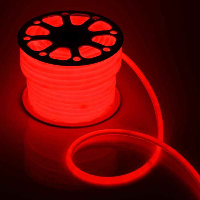 Гибкий неон Luazon Lighting 16 мм круглый, IP65, 50 м, SMD2835, 120 LED/м, 220 В, свечение красное - Фото 1