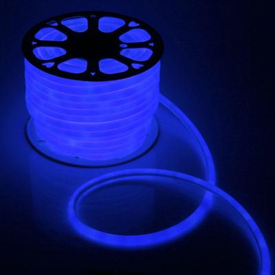 Гибкий неон Luazon Lighting 16 мм круглый, IP65, 50 м, SMD2835, 120 LED/м, 220 В, свечение синее