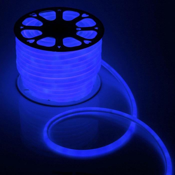 Гибкий неон Luazon Lighting 16 мм круглый, IP65, 50 м, SMD2835, 120 LED/м, 220 В, свечение синее - Фото 1